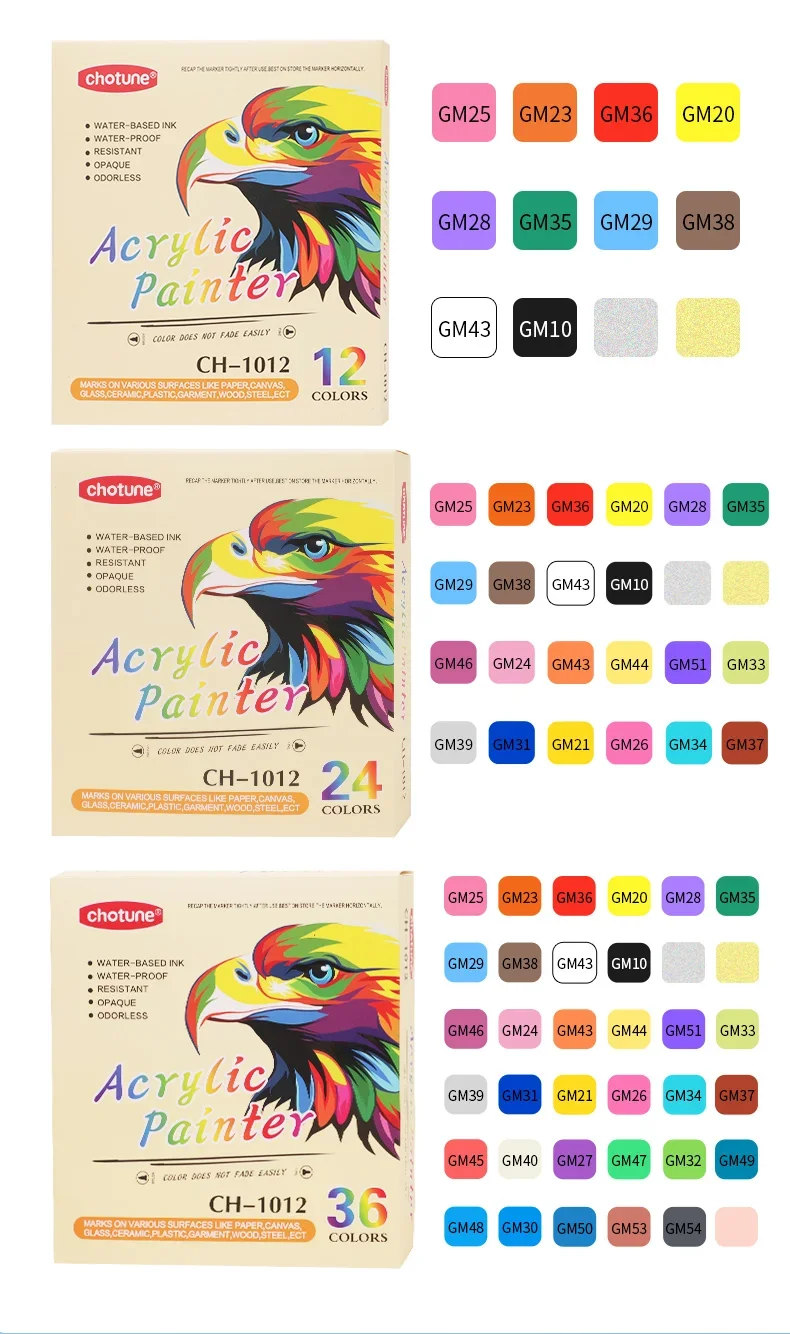 12–36 Farben Acrylfarben-Marker, Pinsel mit zwei Spitzen, Acrylfarben-Stift, Pinselspitze und feine Spitze, Kunstmarker-Zubehör für Rock – Detail 4