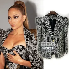 

The Best Version 2022 Branded 1:1 Clothes Women Geometric Pattern Blazers Women Sexy Slim Fits High End Jacket Coats Blazers