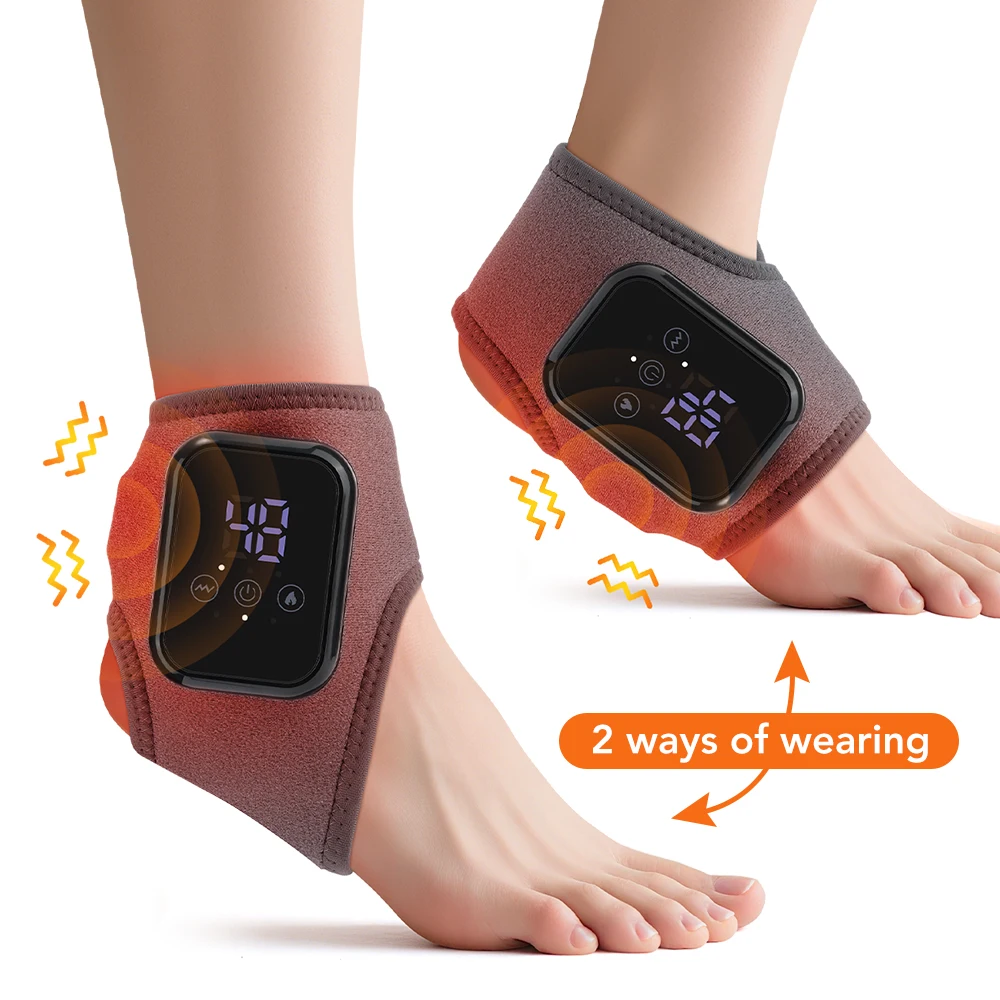 Rechargeable Hot Compress Vibration Foot Massager Ankle Joint Heating Strap Ankle Massager Ankle Heated Brace Wrap