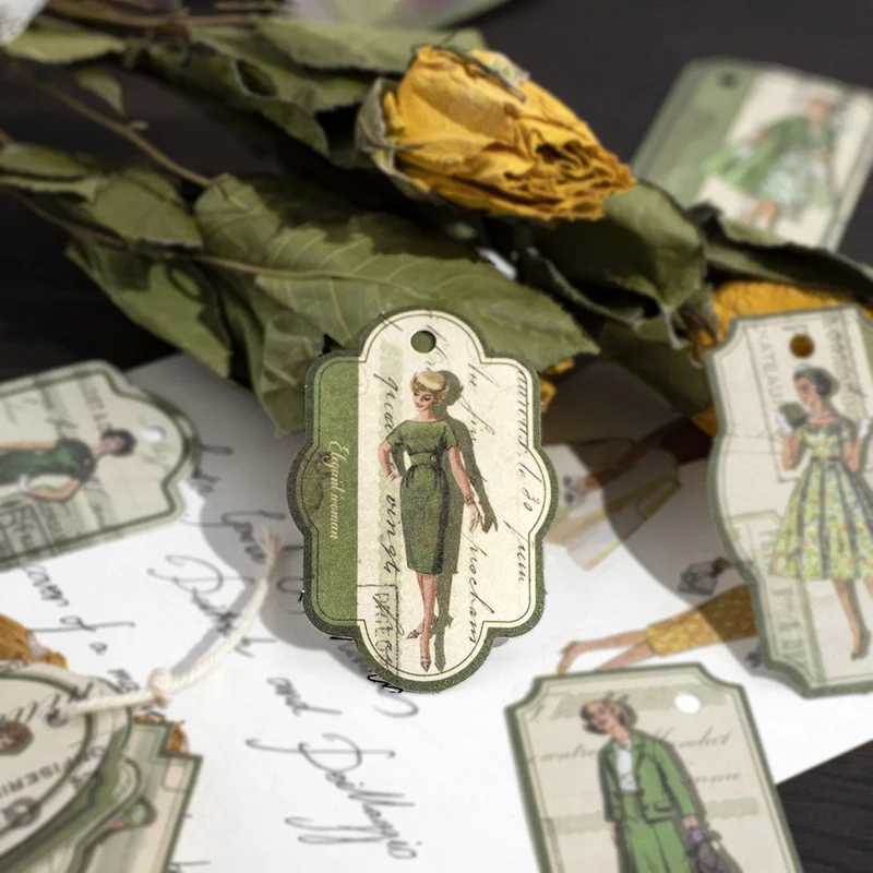 

30Sheets Stickers Pack Modern Times Retro Fashion Memory Party Ladies Clothes Memo Scrapbook Materia Decoration 60*40mm
