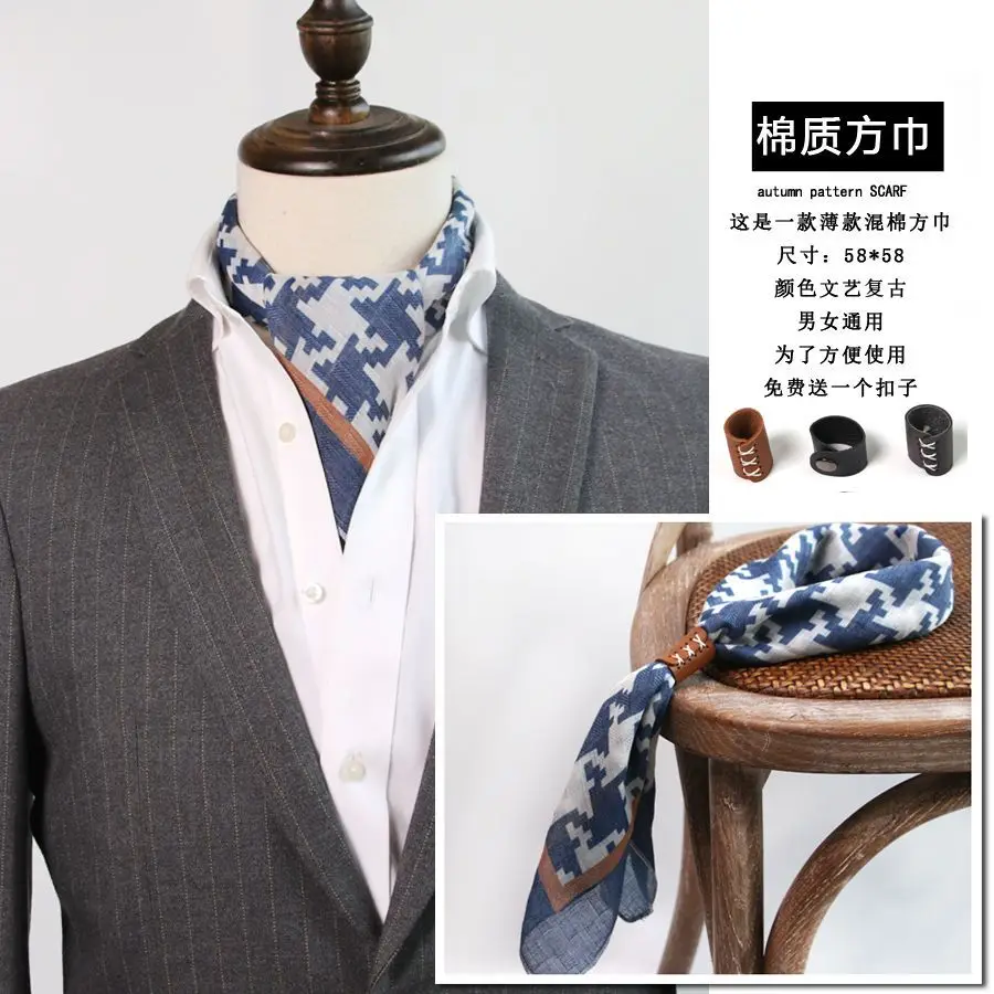 Men's Square Scarf Buttons Cotton Linen Scarf Spring Autumn knitted scarf,cashmere scarf,tactical scarf,neck tube scarf,fleece scarf,polar fleece scarf