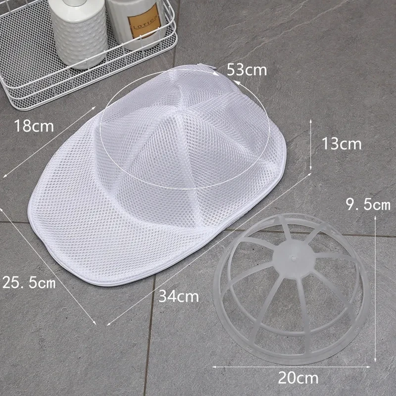 Laundry Bag Baseball Cap Washing Bag Caps Holder Organizer Washing Machine Hat Cleaner Cover Cage Protector Hollow Mesh Zip Pouch