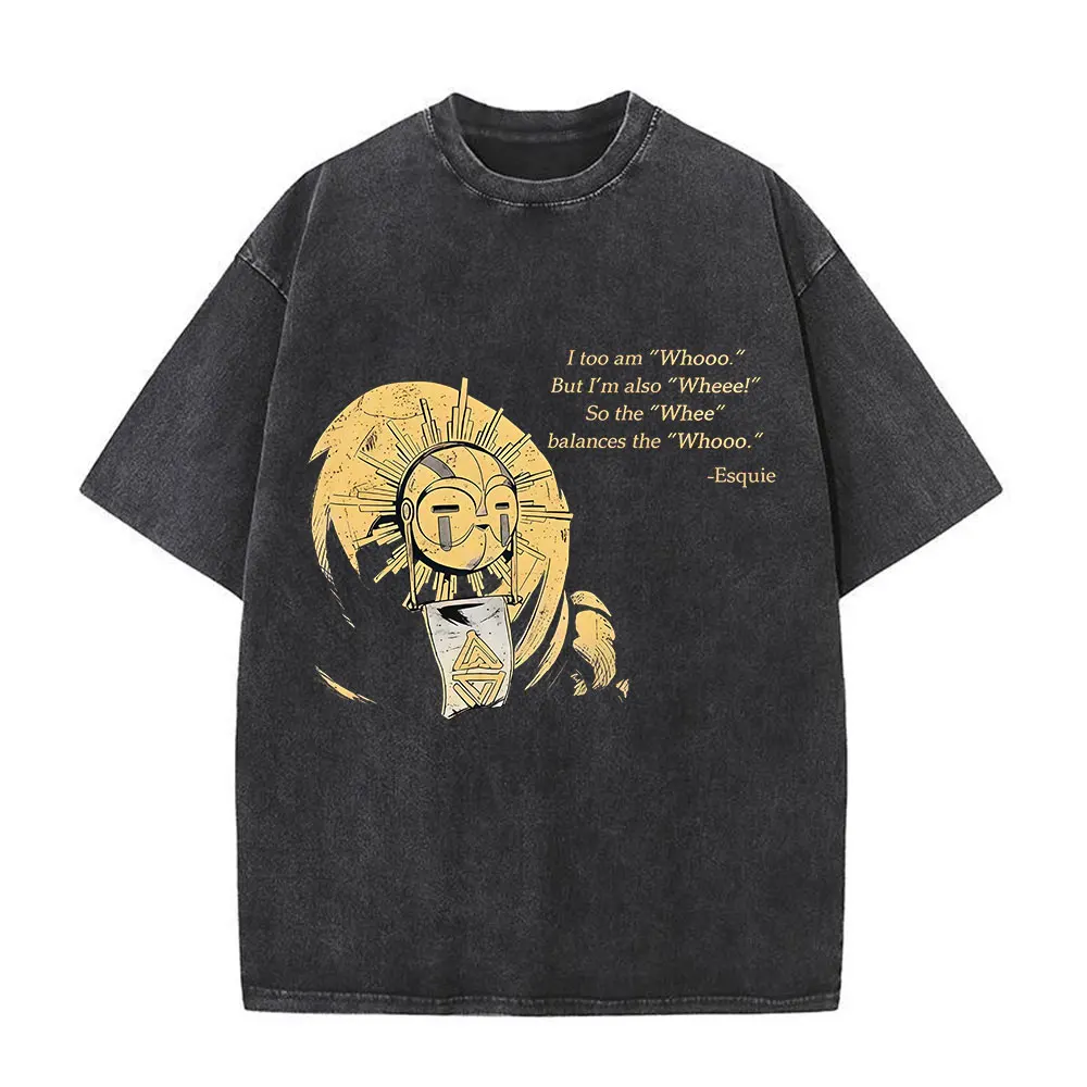 Esquie Clair Obscur Expedition 33 Camiseta Lavada Vintage Manga Curta