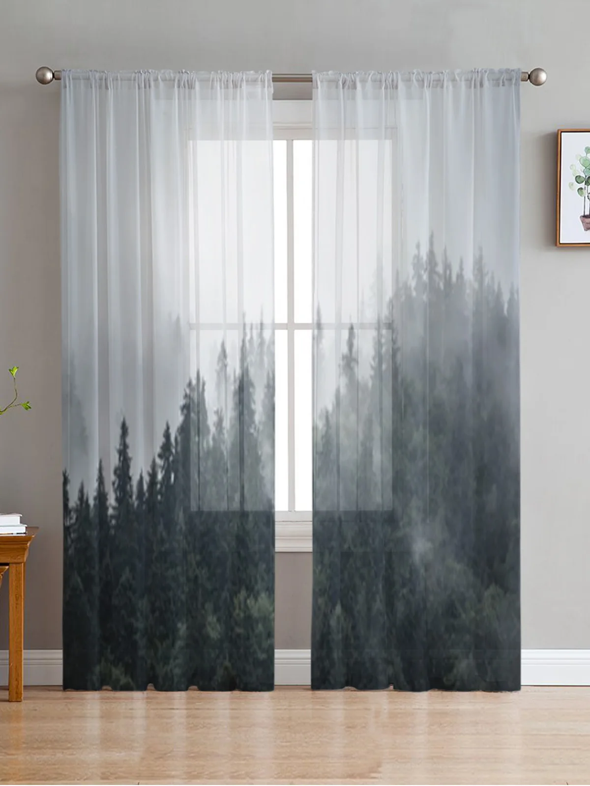 

Misty Foggy Mountain Landscape Sheer Curtains Bedroom Voile Curtain Living Room Window Sheer Curtains Kitchen Tulle Drapes