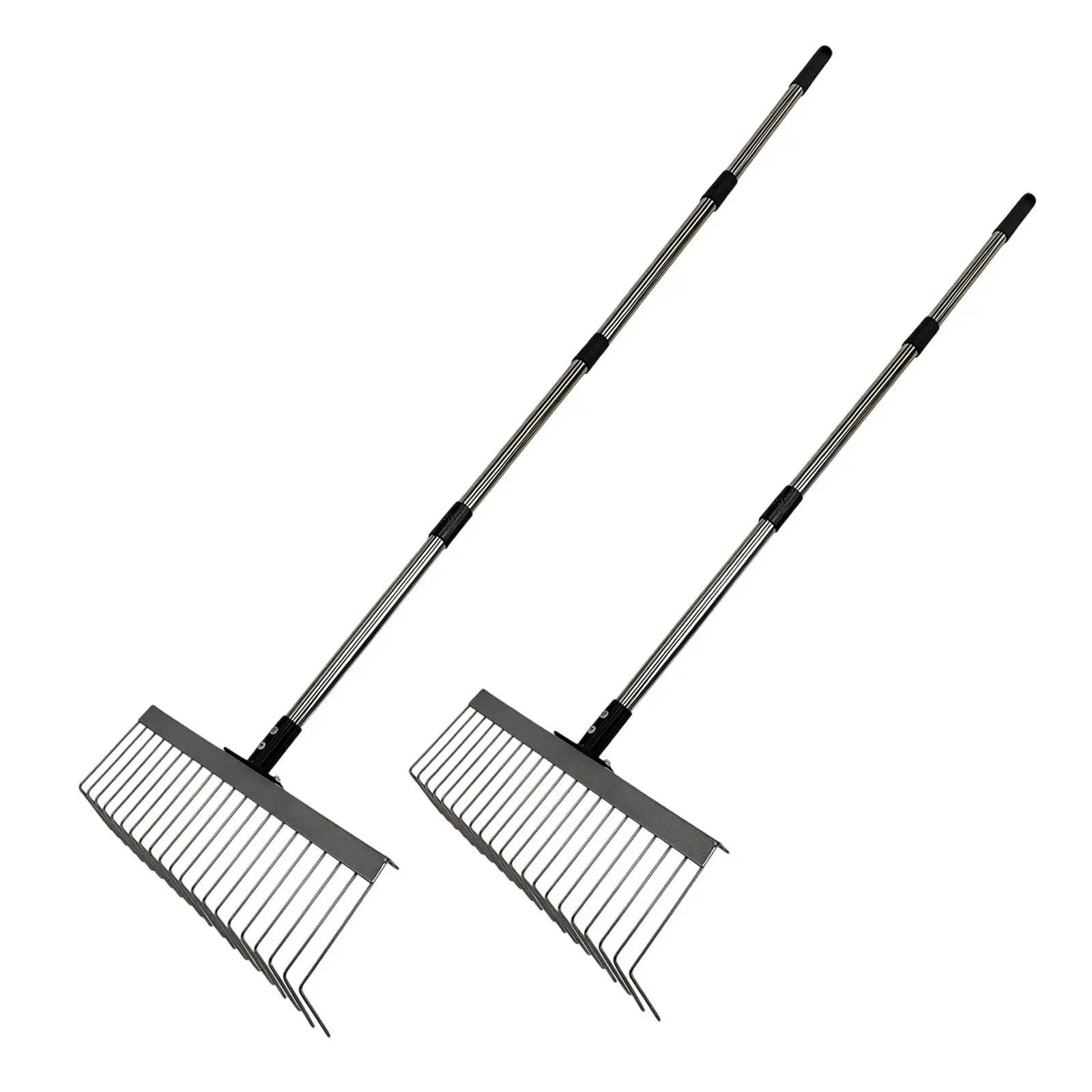 Heavy Duty Garden Thatch Rake Multifunctional, Metal Splicing Handle 40cm Wide L Shaped Tines Heavy Duty Garden Thatch Rake Multifunctional, Metal Splicing Handle 40cm Wide L Shaped Tines