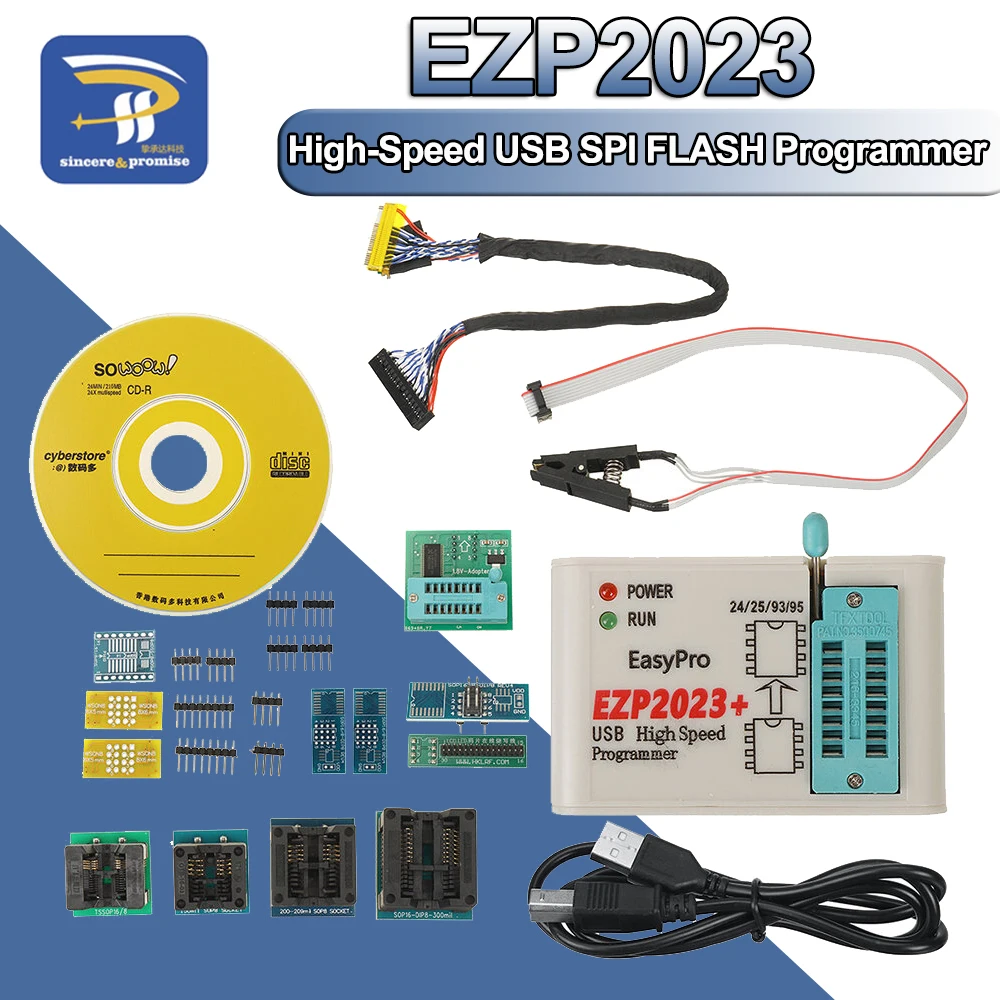 EZP2023 High-Speed USB SPI Programmer+12 Adapters Support 24 25 26 93 95 EEPROM 25 Flash Bios Chip Better Than EZP2019