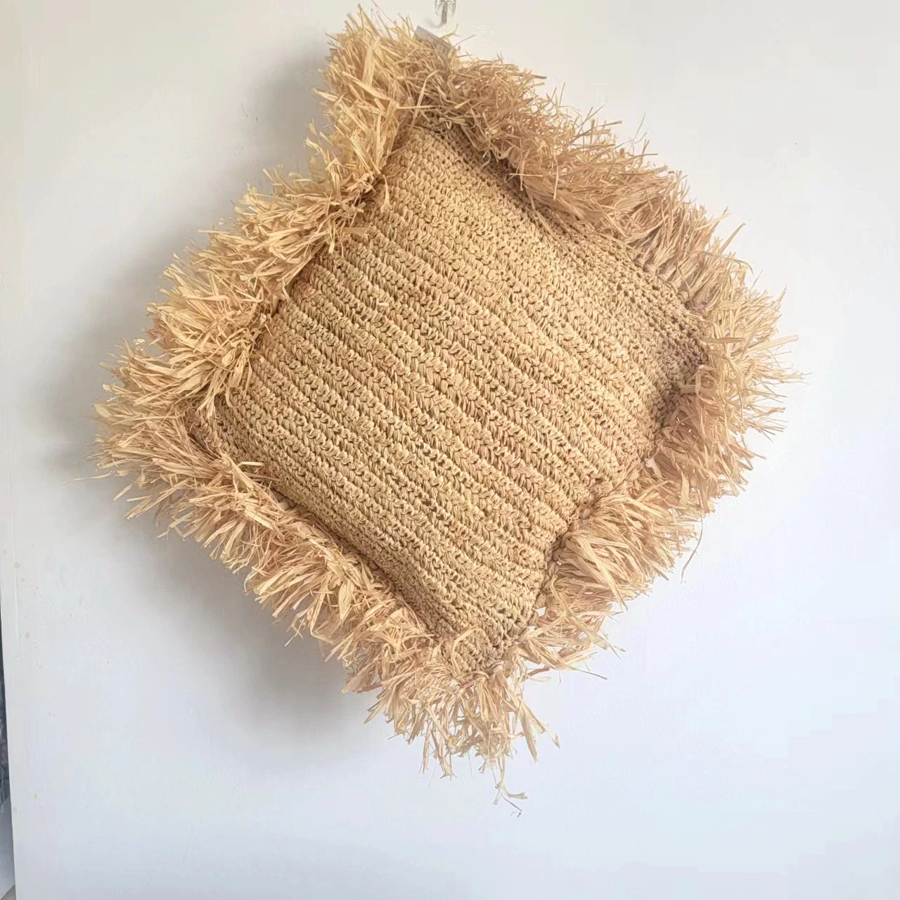 Natural Fiber weaving Pillow with tassels, 65X65CM