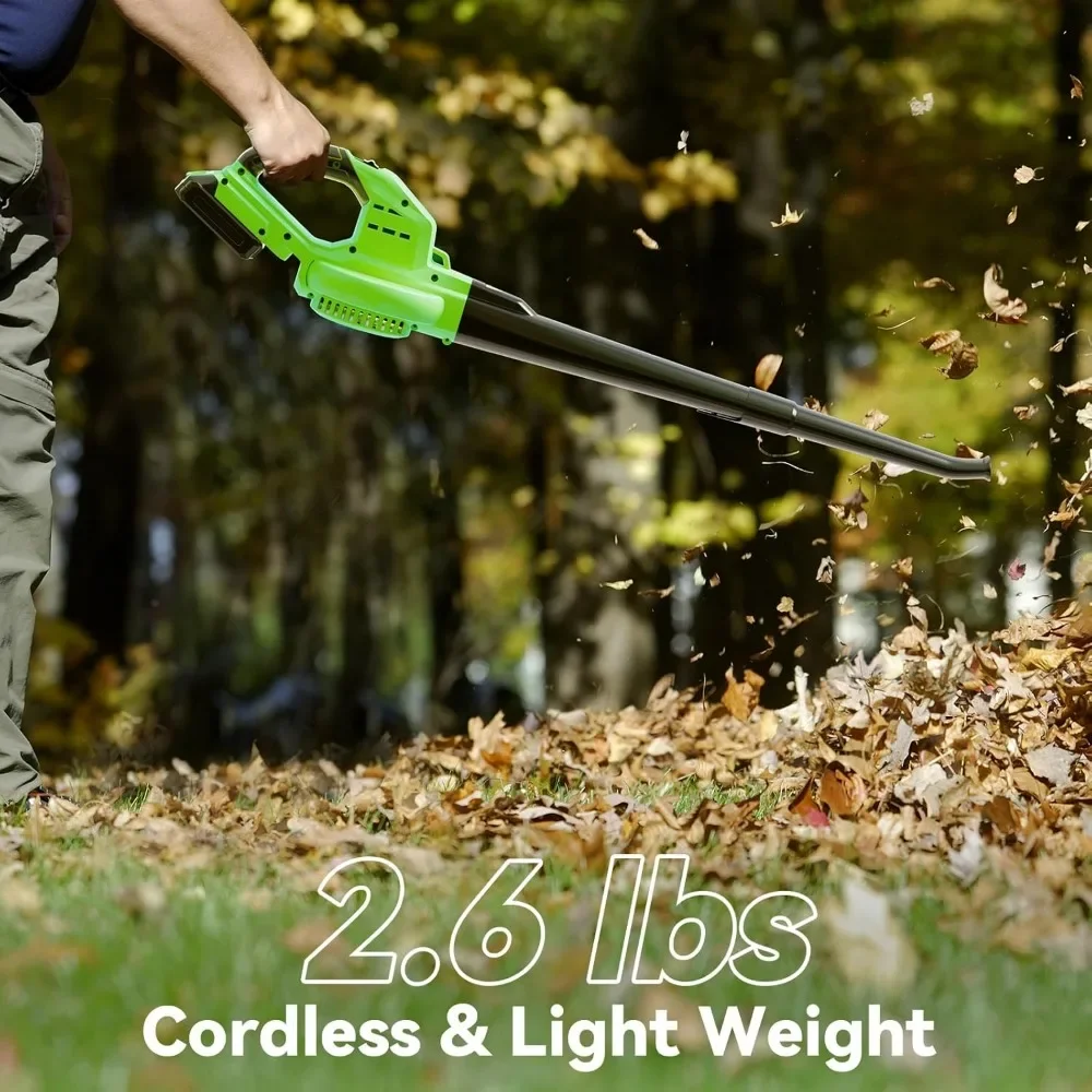 20V Leaf Blower Cordless with 5.0Ah Battery and Charger,135MPH 170CFM with 2 Tube for Car Garden House Depot Green 6