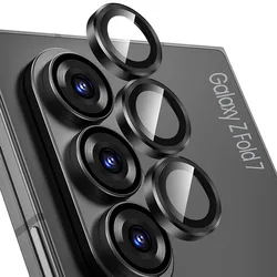 Premium Aluminium Alloy Tempered Glass Camera Lens Protector - Galaxy Z Fold 5 (Black)