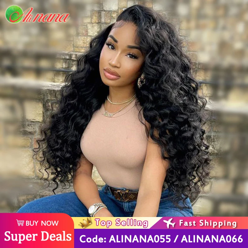 

13X4 Lace Front Human Hair Wigs Peruvian Deep Curly Pre-Plucked With Baby Hair Jerry Curl 250 Density Lace Frontal Wig 30 Inches