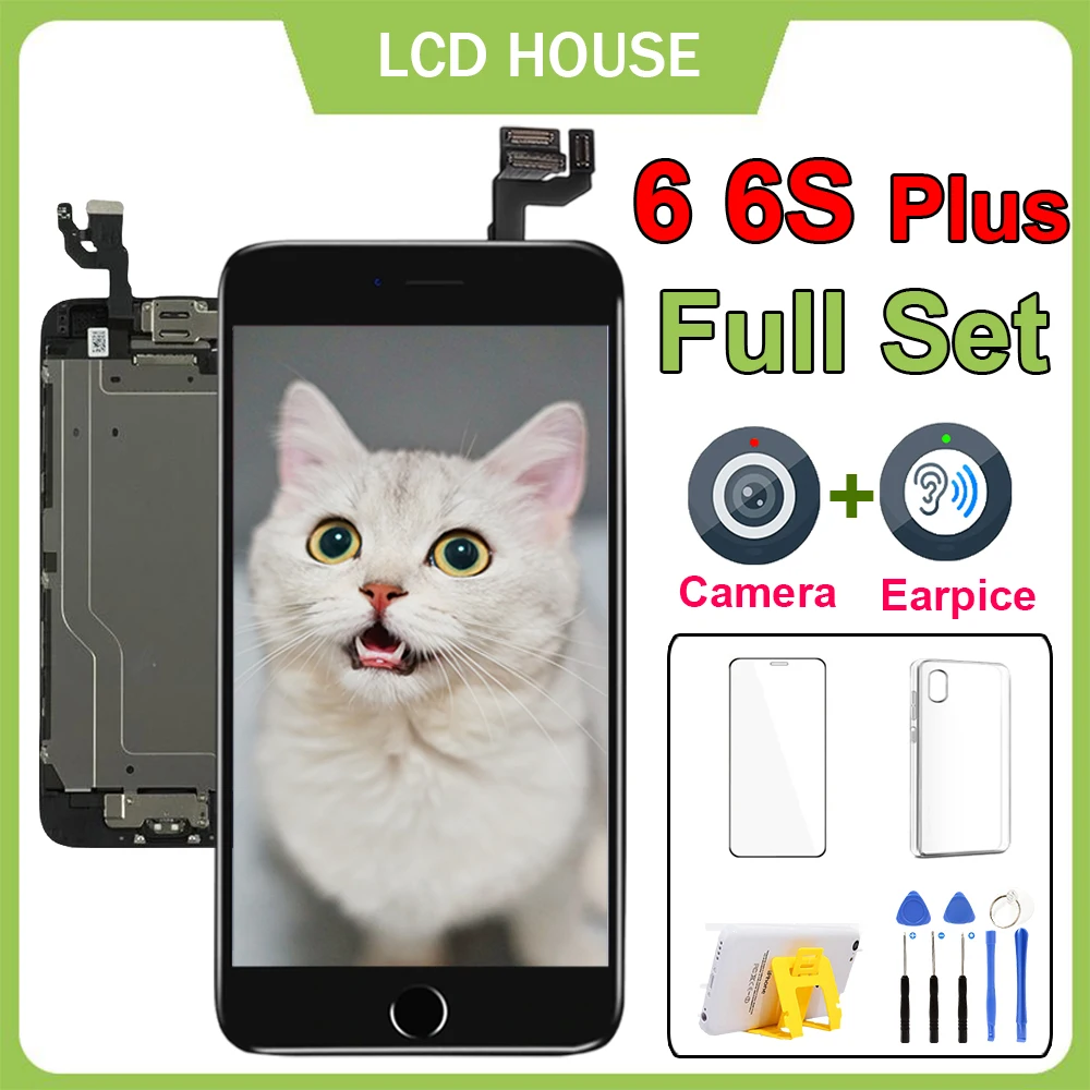 

For Apple iPhone 6 6S Plus 6P 6SP LCD Screen Full Set Display Replacement Touch Digitizer Complete Assembly+Front Camera+Home