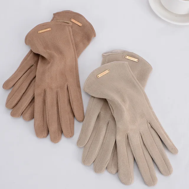 DANJIU Women Autumn Winter Keep Warm Touch Screen Thin Cashmere Solid Simple Gloves