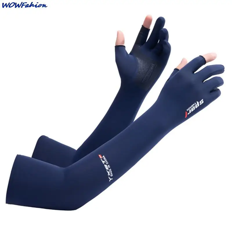 Half Fingers Ice Arm Sleeves Sun Protective Breathable 50cm Arm Warmer Outdoor Sport Riding Running Cool Silk Arm Sleeve