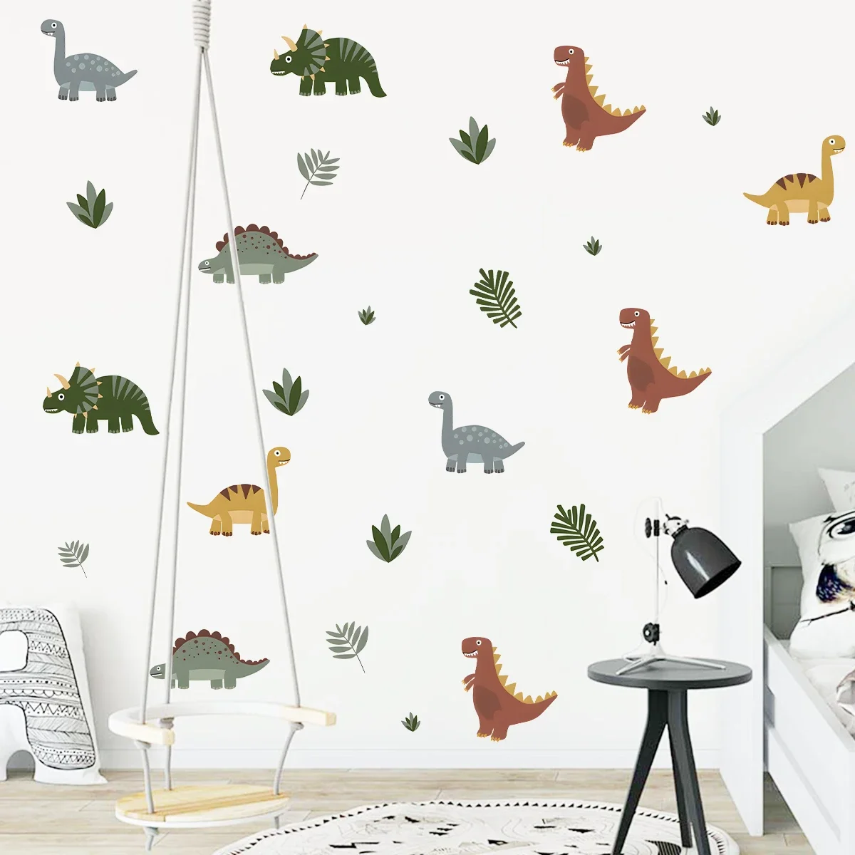 Cartoon Colorful Dinosaurs Wall Stickers Wall Stickers Wall Sticker for Kids Room Decor Bedroom Background Living Room Decoration Baby Nursery Wall Decals
