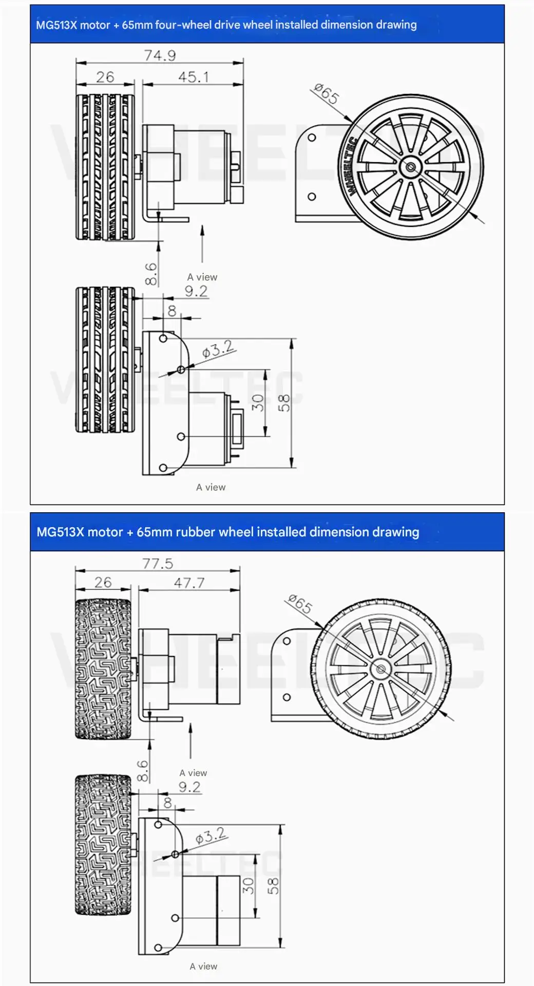 WHEELTEC MG513X, MG513XL DC Gear Motors