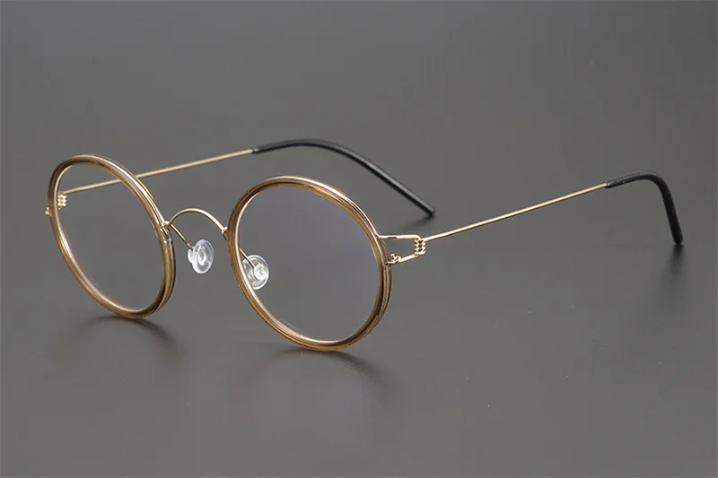 Dänemark Marke Runde Brille Rahmen Titan Acetat Brillen Männer Frauen Schraubenlose Kreis Ring Brillen Ultraleicht Design Brille – Detail 28