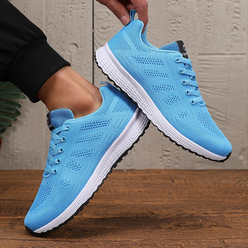 Men's Flat Bottomed Breathable Sneakers Summer Casual Lace Up Walking Comfortable Tennis Soft Sole Jogging Vulcanized Shoes