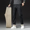 Classic Men's Business Casual Velvet Jeans 2024 New Winter Chinese Embroidery Straight Loose Warm and Comfortable Thick Pants 5