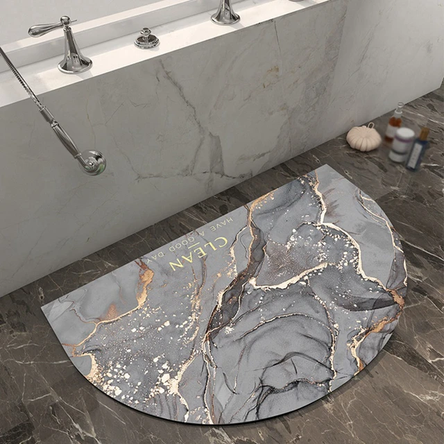 BATH Mat Super Absorbent Non-Slip Thin Bathroom Shower Rugs Marble