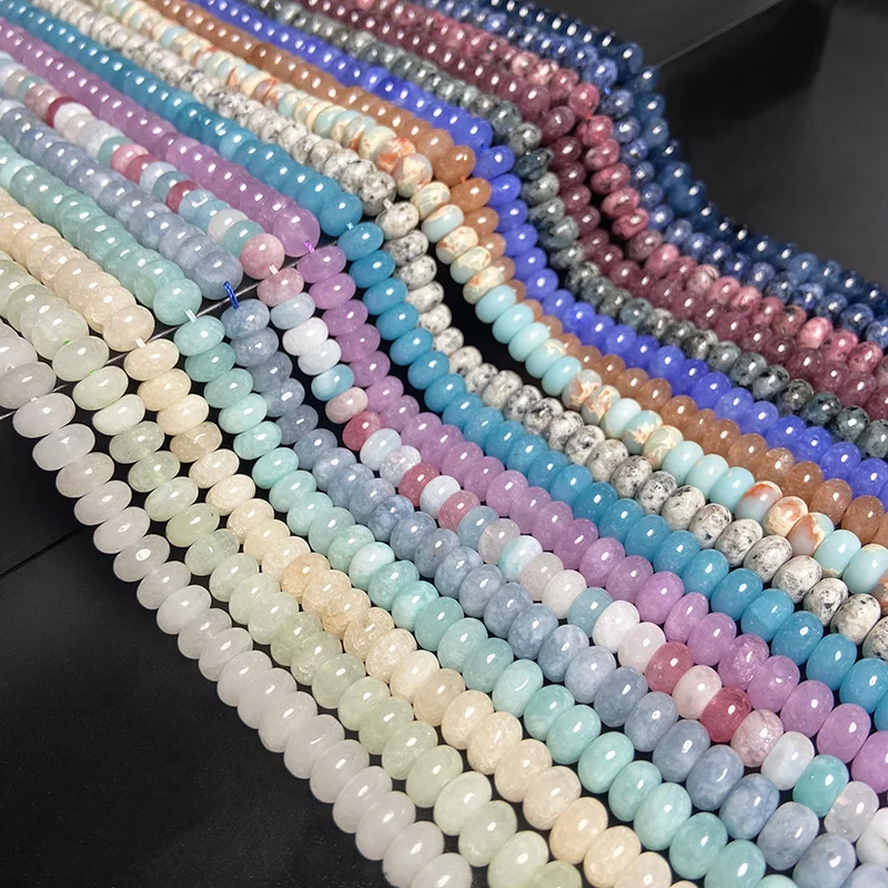 Bunte Naturstein-Chalcedon-Perlen, 5 x 8 mm, Rondelle-Quarz, lose Distanzperlen für Schmuckherstellung, DIY-Armband, Halskette – Detail 2