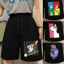 

New Summer Women Shorts Classic Sculpture Print Drawstring High Waist Pants Gym Pants Jogging Pants Shorts Women Clothing