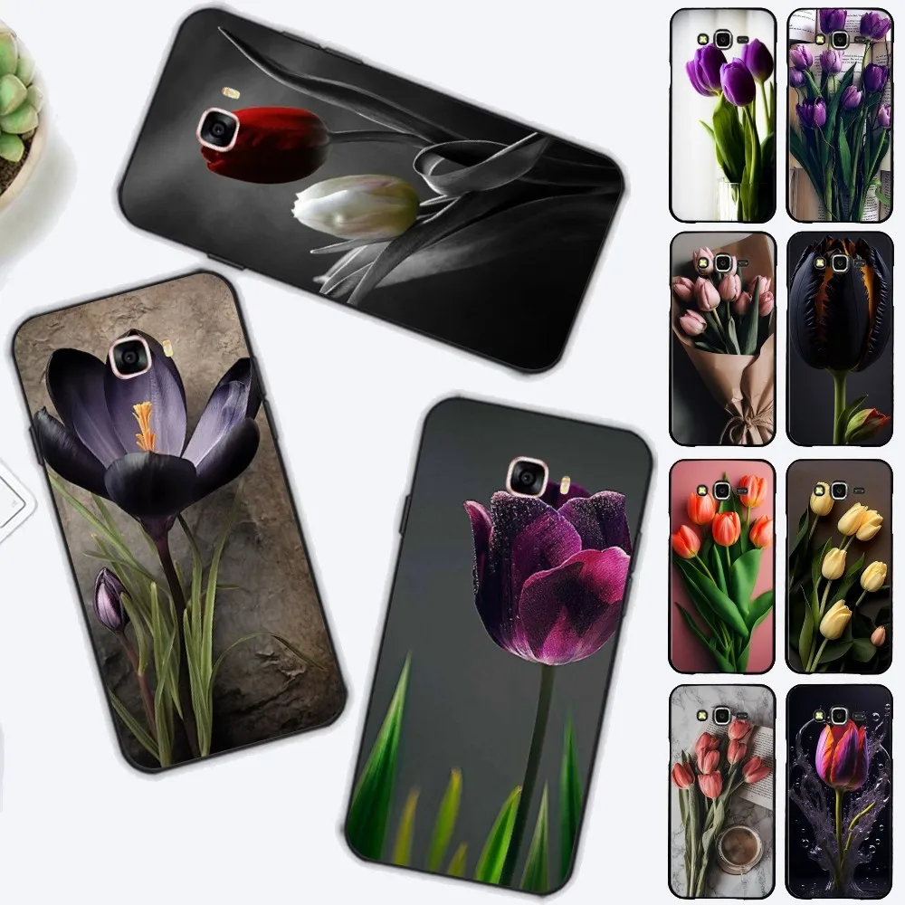 

Fashion Tulip Flower Phone Case For Samsung J 7 plus 7core J7 neo J6 plus prime J6 J4 J5 Mobile Cover