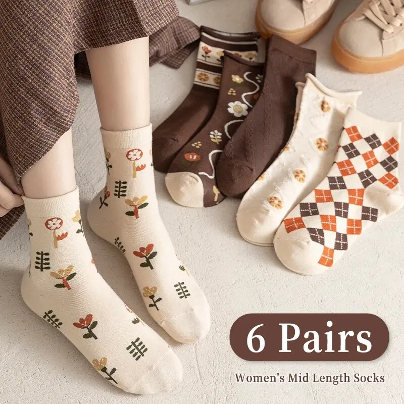 Women's Socks 6 Pairs Spring Summer Medium