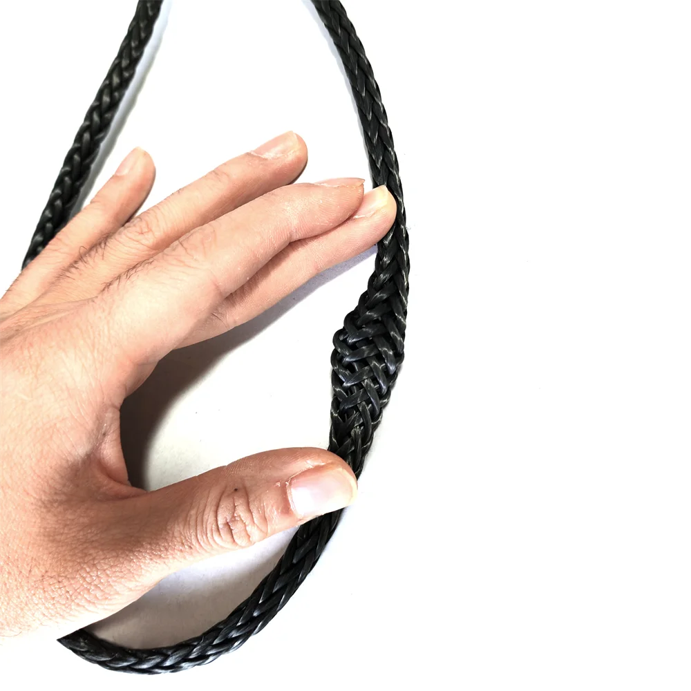 12 strands braided black pure Kevlar braided rope hollow rope eye loop rope 5