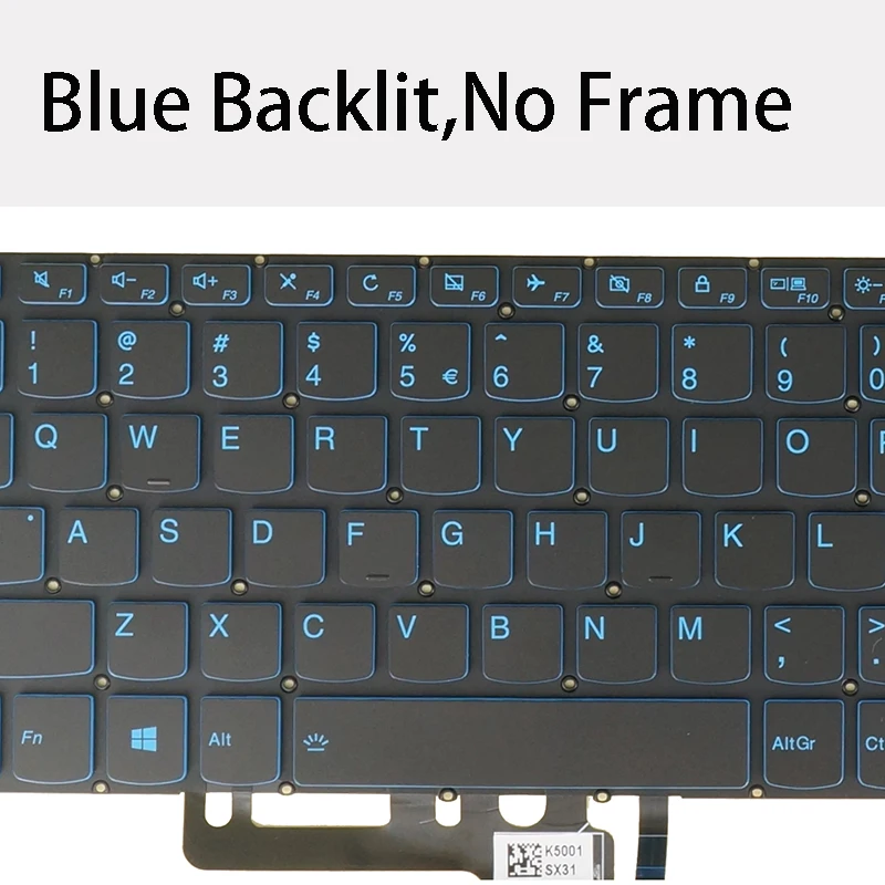 Teclado Azul Retroiluminado para Lenovo Ideapad L34015irh L340h-15irh L340l-15irh Eua Alemão Qwertz la Espanhol Italiano Brasileiro Qwerty - Imagem 2