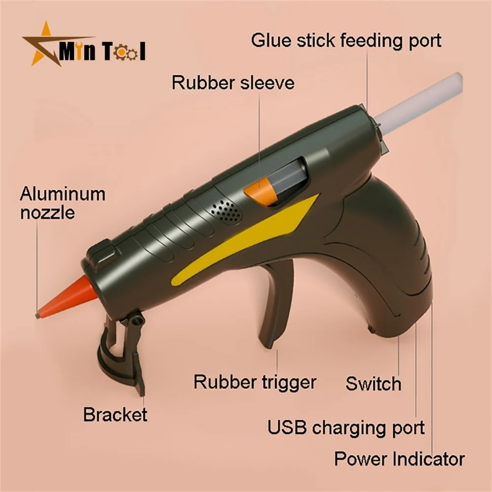 

3.7V Cordless Lithium-ion Hot Melt Glue Gun Rechargeable Lithium Battery Wireless Repair Tool Home DIY Tools Hot Glue Gun