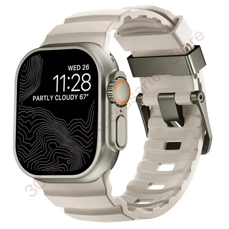 Silicone & Titanium Metal Hybrid Bracelet Strap