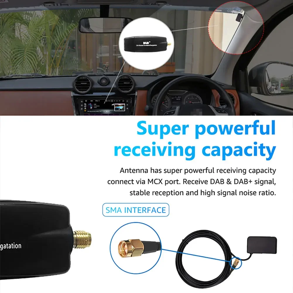 Dab Digital Radio Dab Antenna Dab Radio Receiver Car Radio Antenna Dab Radio Box Car DAB+ Digital Radio Box Receiver Antenna Aerial USB Interface Portable Android 5.1 and Above
