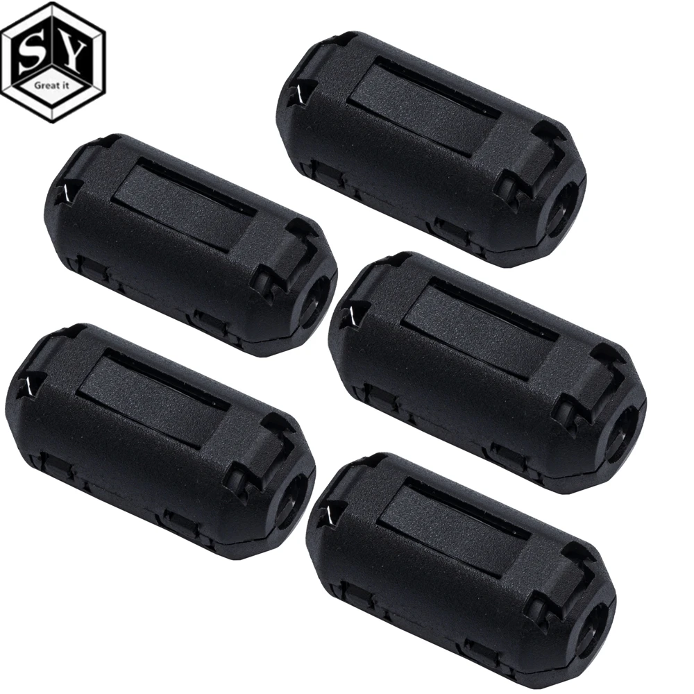 5 PCS 5mm Clip-On Ferrite Ring Core Noise Suppressor For EMI RFI Clip Cable Active Components Filters clip cable filter,ferrite core filter