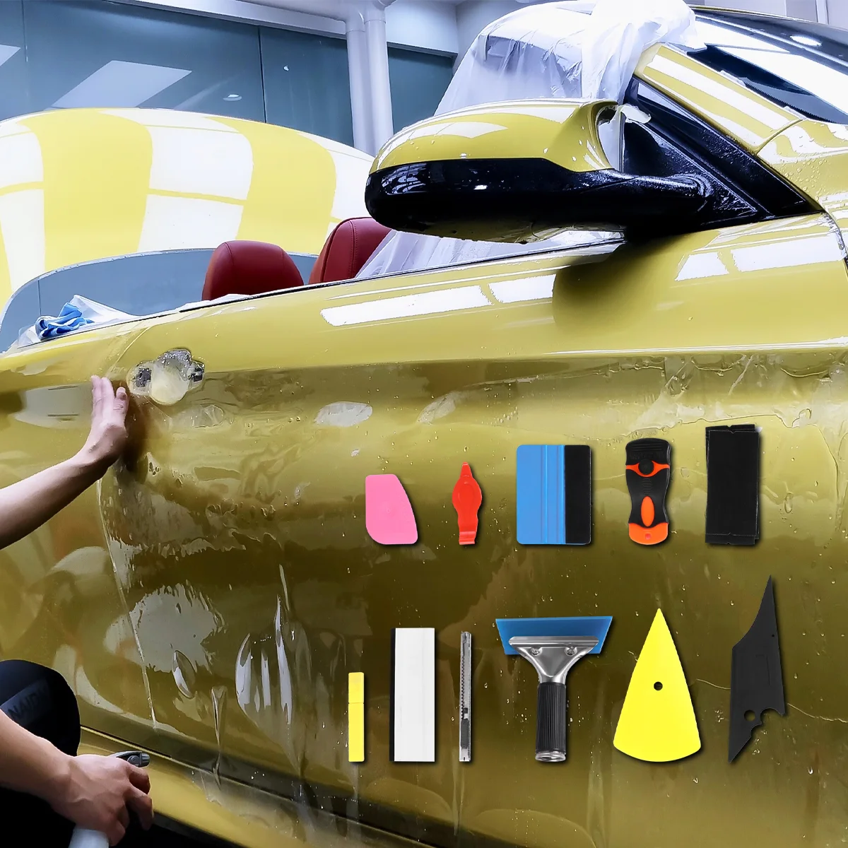 Squeegee Vinyl Tint Window Car Kit Wrap Scraper Application Tools Felt