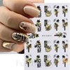 3D Golden Fall Nail Stickers Black Gold Leaf Cotton Flowers Transfer Decals Nail Adhesive Sliders Manicure New Design Decoration 2