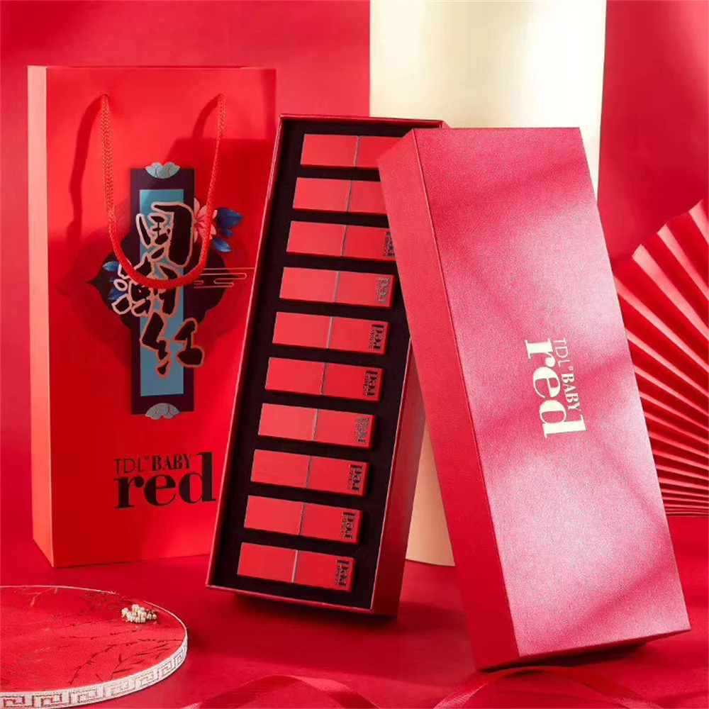 10pcs/set Retro Liquid Velvet Matte Lip Gloss Red Lipstick Nude Makeup Women Long Lasting Waterproof Beauty Box Cosmetics Gift 2