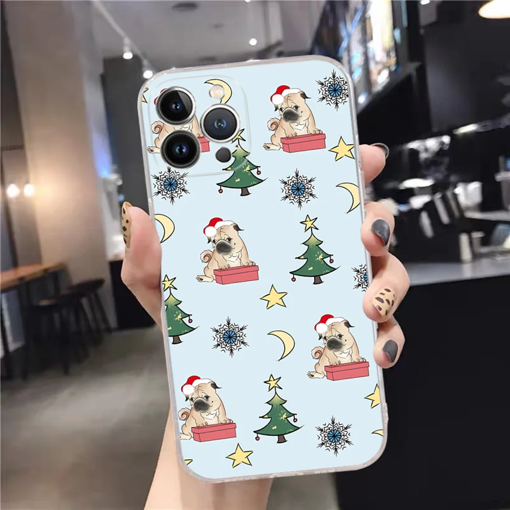 thumbnail image 1 of Funda de teléfono con diseño de perro Pug para iPhone, carcasa bonita para modelos 15, 14, 11, 12, 13 Mini Pro, XS Max, 6, 7, 8 Plus, X, XR, SE, 2020, 1 of 5
