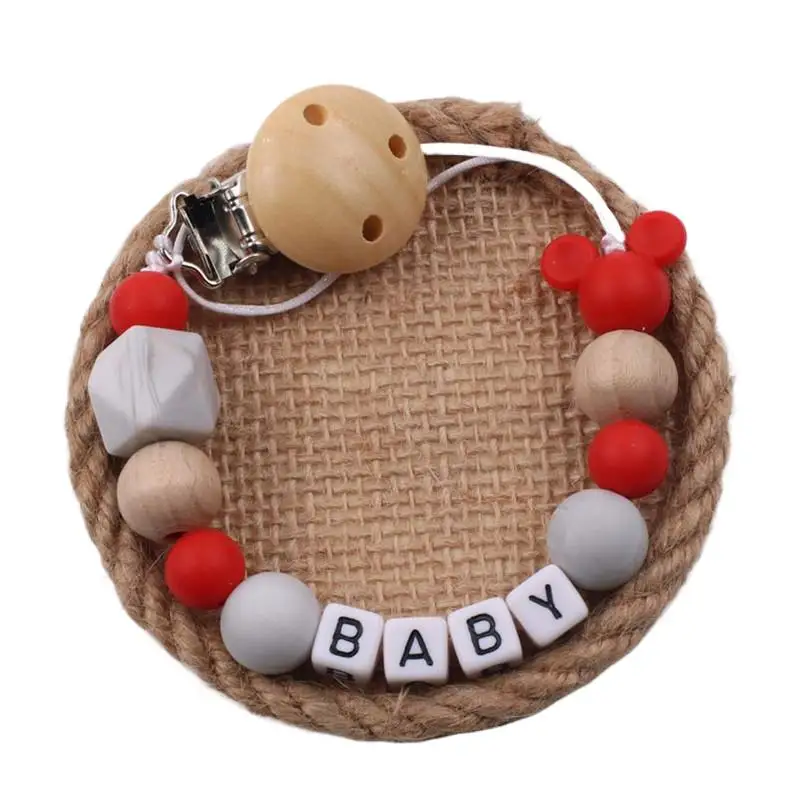 Baby Pacifier Clips Personalized Name Cartoon Dummy Nipples Holder Clip Chain Teething Toys Infant Feeding Accessories BPA Free