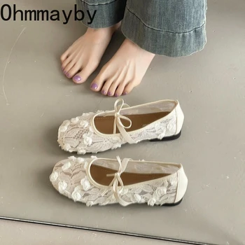 2026 Spring Lace Flower Women Mary Jane Shoes Fashion Slip On Comfort Street Style Soft Sole Female Dress Flats Shoes 1
