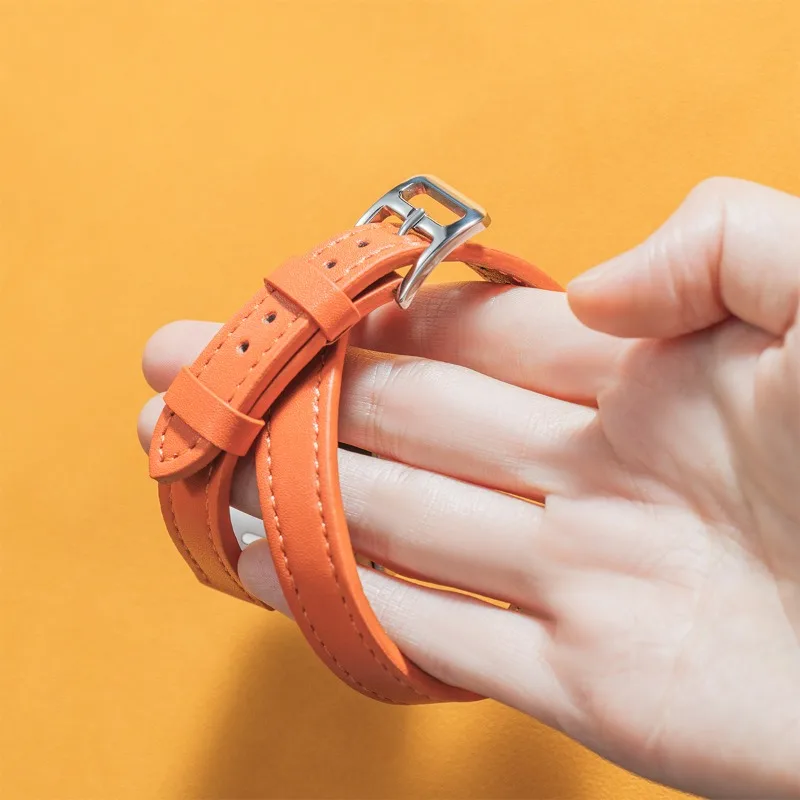 Elegant Double-Loop Leather Watch Strap Bracelet