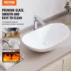 Oval Vessel Sink with Sink Drain, 23.3" x 14.2" Bathroom Vessel Sink Bowl Countertop, Ceramic Bathroom Sinks Above Counter 1