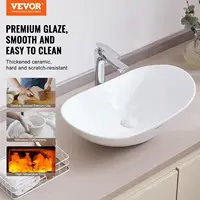 Oval Vessel Sink with Sink Drain, 23.3" x 14.2" Bathroom Vessel Sink Bowl Countertop, Ceramic Bathroom Sinks Above Counter 1
