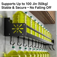 Metal Kitchen Shelf No-Punch Large Capacity Storage Kitchen Utensils Skeletonized Drainage Design Easy to Clean Black 4