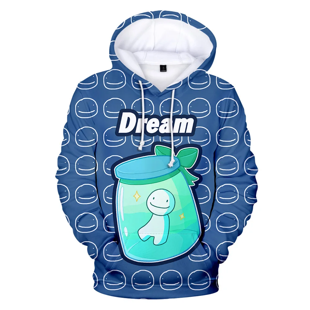 Dream Smp Kids Hoodie for Boys Girls Green DreamWasTaken Cosplay Children Cartoon Sweatshirts Dream Merch Graphic Pullovers Tops