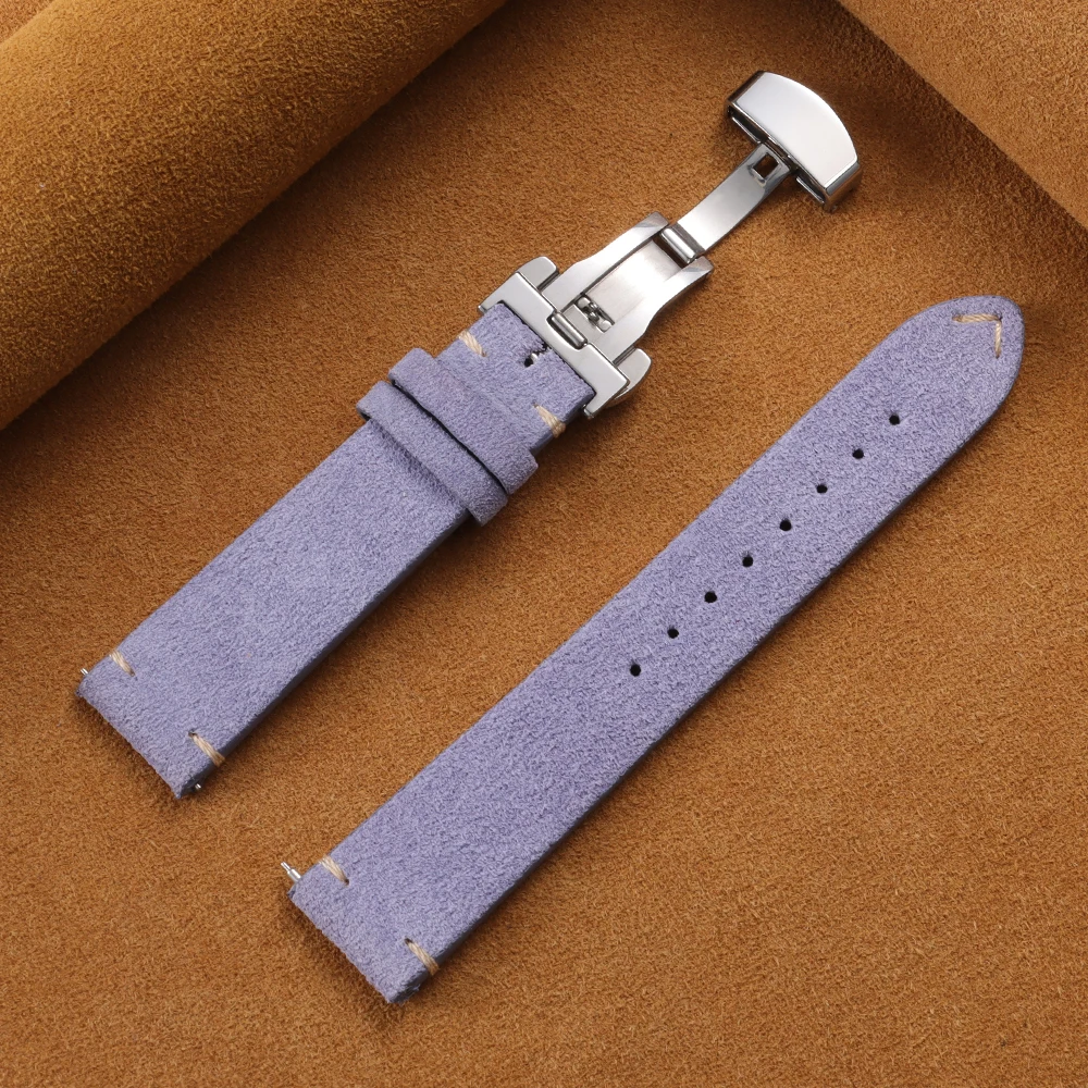 Luxurious Genuine Cowhide Suede Quick Release Watch Strap Bracelet
