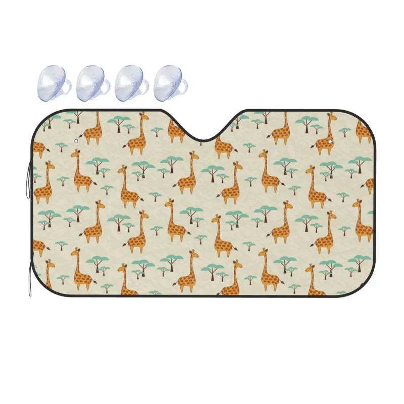 

Giraffes Trees Pattern Car Windshield Sun Shade Cover Front Water Sunlight Snow Cover Universal