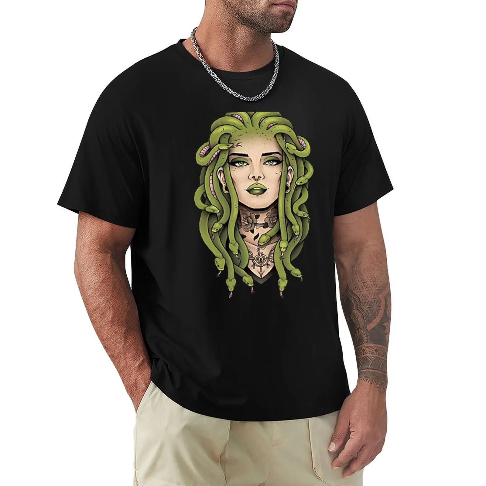 

Мужская футболка, модные повседневные топы, футболка Medusa, короткие футболки, летняя одежда, мужская футболка, модные футболки, хлопковый топ