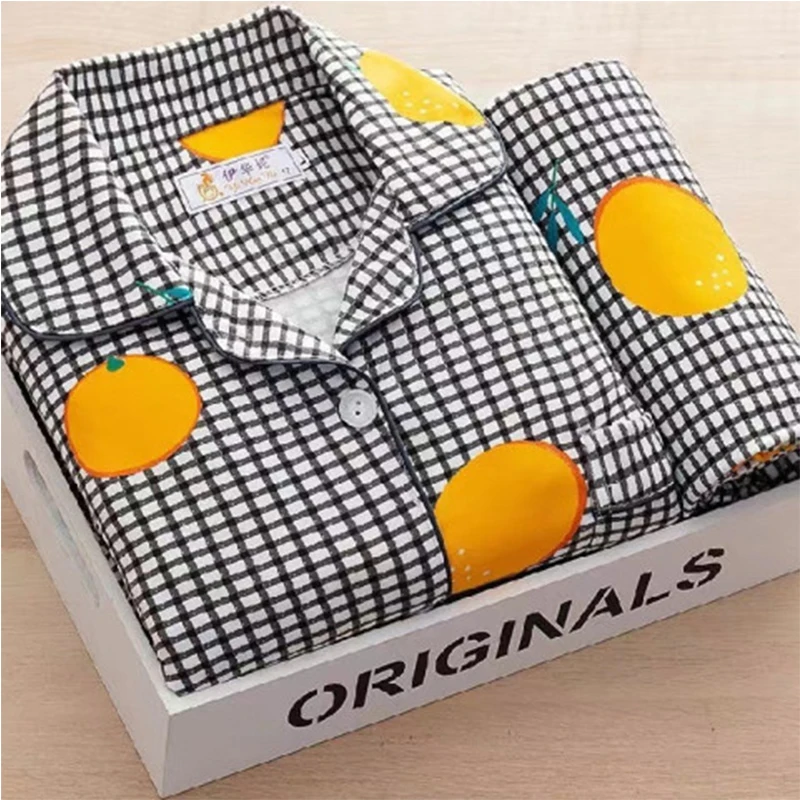 Spring and autumn pajamas milk silk women's double long cardigan Korean version sweet and fresh schoolgirl suit home service