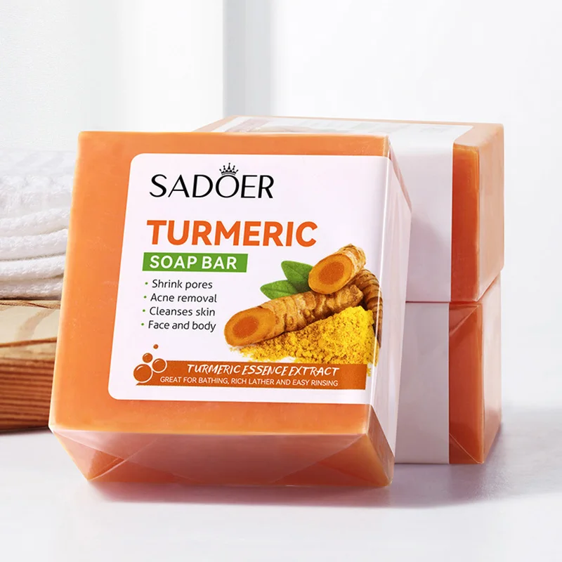 Turmeric Soap Body Whitening Soap Turmeric Soap Body Cleaning Lightening Dark Underarm Leg Body Cleansers Brightening Face Hand Made Soap Tender Skin Care Beauty