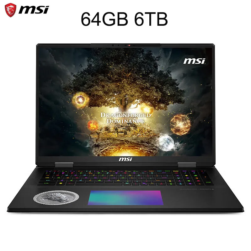 لابتوب ألعاب MSI Titan 18 HX Dragon Edition 2025 بتصميم الأساطير الإسكندنافية، شاشة 18 بوصة UHD 4K Mini LED بتردد 120 هرتز، معالج Ultra 9-285HX، ذاكرة 96 جيجابايت، تخزين 6 تيرابايت، بطاقة رسومات RTX5090